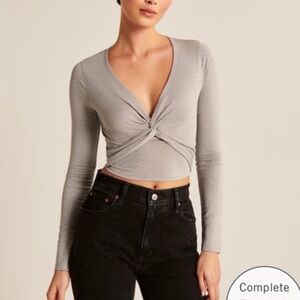 Abercrombie & Fitch Glitter Long Sleeved Crop Top - Medium